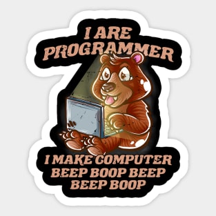 I Are Programmer Introvert Nerd Grizzly Bear IT Nerd Geek Sticker